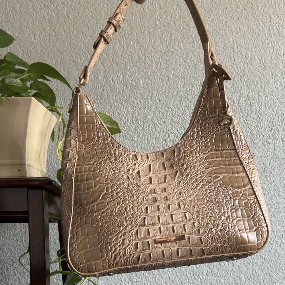 Beige Brahmin Tabitha Leather Structured Shoulder Bag Wind Chime Melbourne